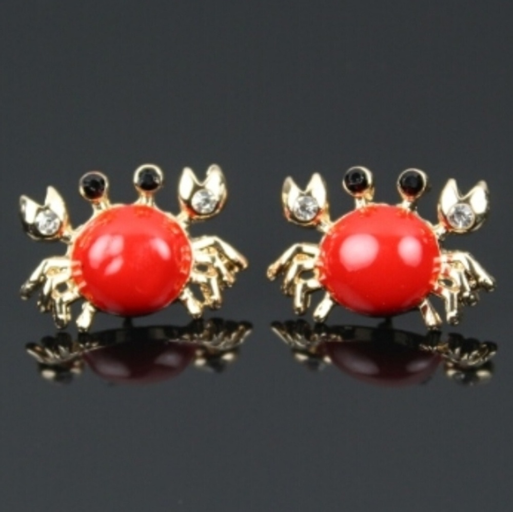 😍 Jeweled Crab Earrings- red